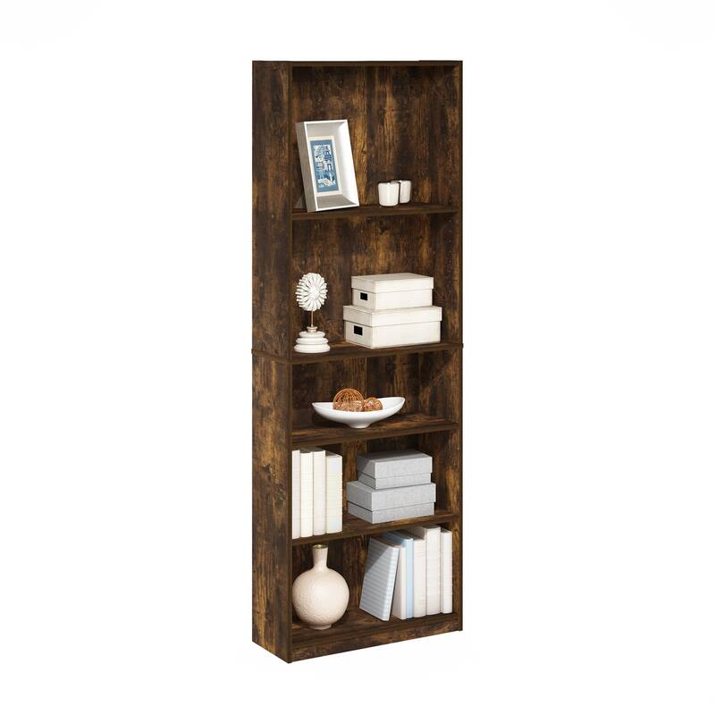 71.2 in. Tall Pine Wood 5-Shelf Bookcase