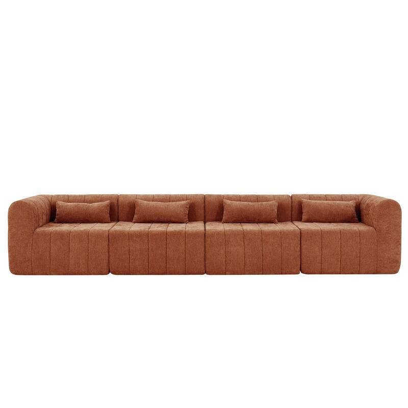 145.5" Modular Sofa Couch, Modern Sectional Sofa for Living Room, Polyester Upholstered Cloud Couch with Deep Seat