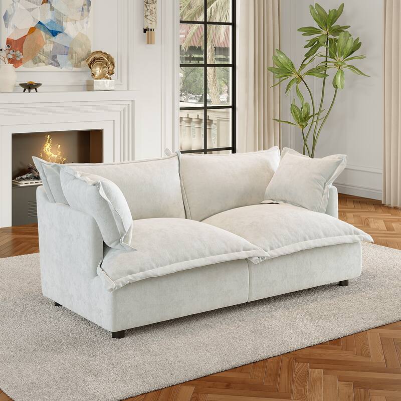 Cloud Chenille Upholstered Modular Sectional Sofa - Beige-2 piece