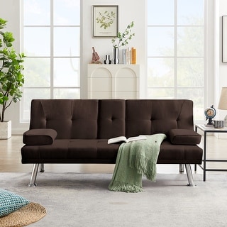 Upholstered Modern Convertible Folding Futon Sofa Bed - Bed Bath ...