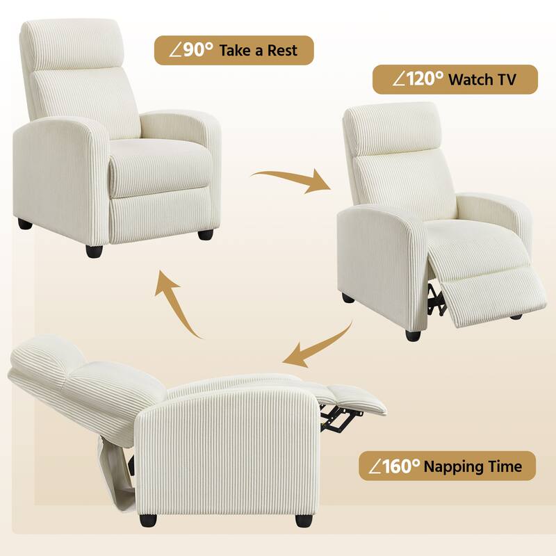 Yaheetech Adjustable Modern Upholstered Recliner Chair with Pocket Springs for Living Room