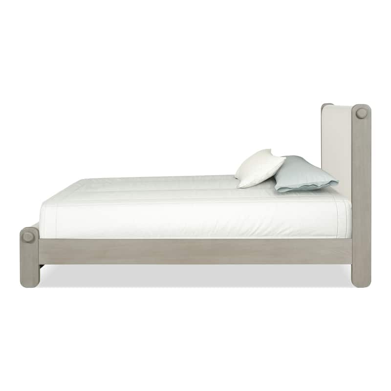 Furniture of America Weegin Modern White Oak Wood Upholstered Panel Bed