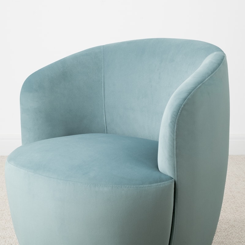 26.5" Wide Velvet Small Swivel Barrel Accent Chair