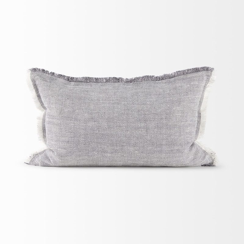 Light Gray Fringed Lumbar Throw Pillow Cover