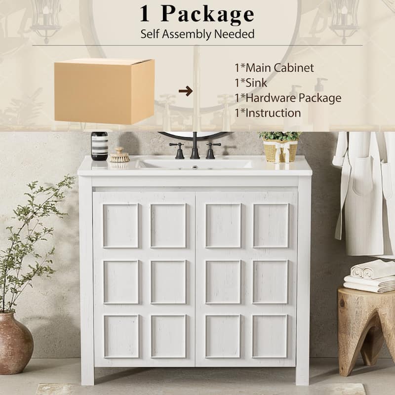 36 "Ceramic Sink Bathroom Vanity Set with Storage Cabinet Organizer‌.