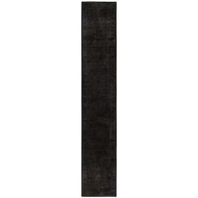 Overdyed One-of-a-Kind Hand-Knotted Area Rug - Gray - 3' 3" x 18' 4"