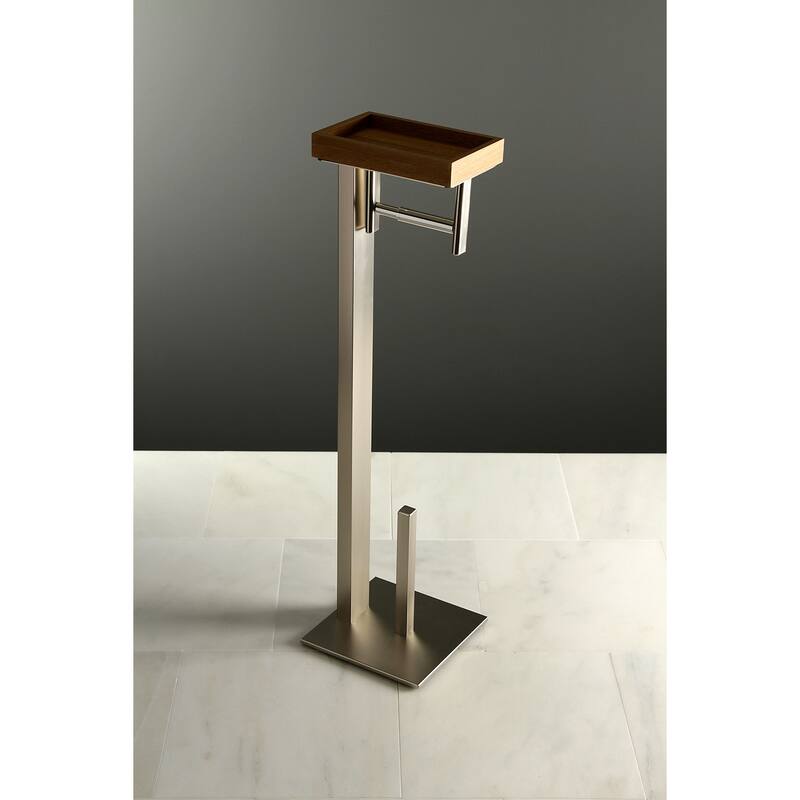 Edenscape Freestanding Toilet Paper Holder with Storage Shelf in Polished Chrome