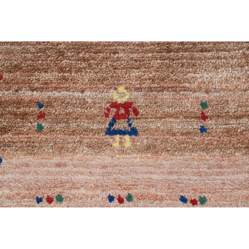 Hand Knotted Oriental Viscose Silk Carpet Tribal Animal Pictorial Peach Gabbeh Area Rug - 9' 10'' X 8' 2''