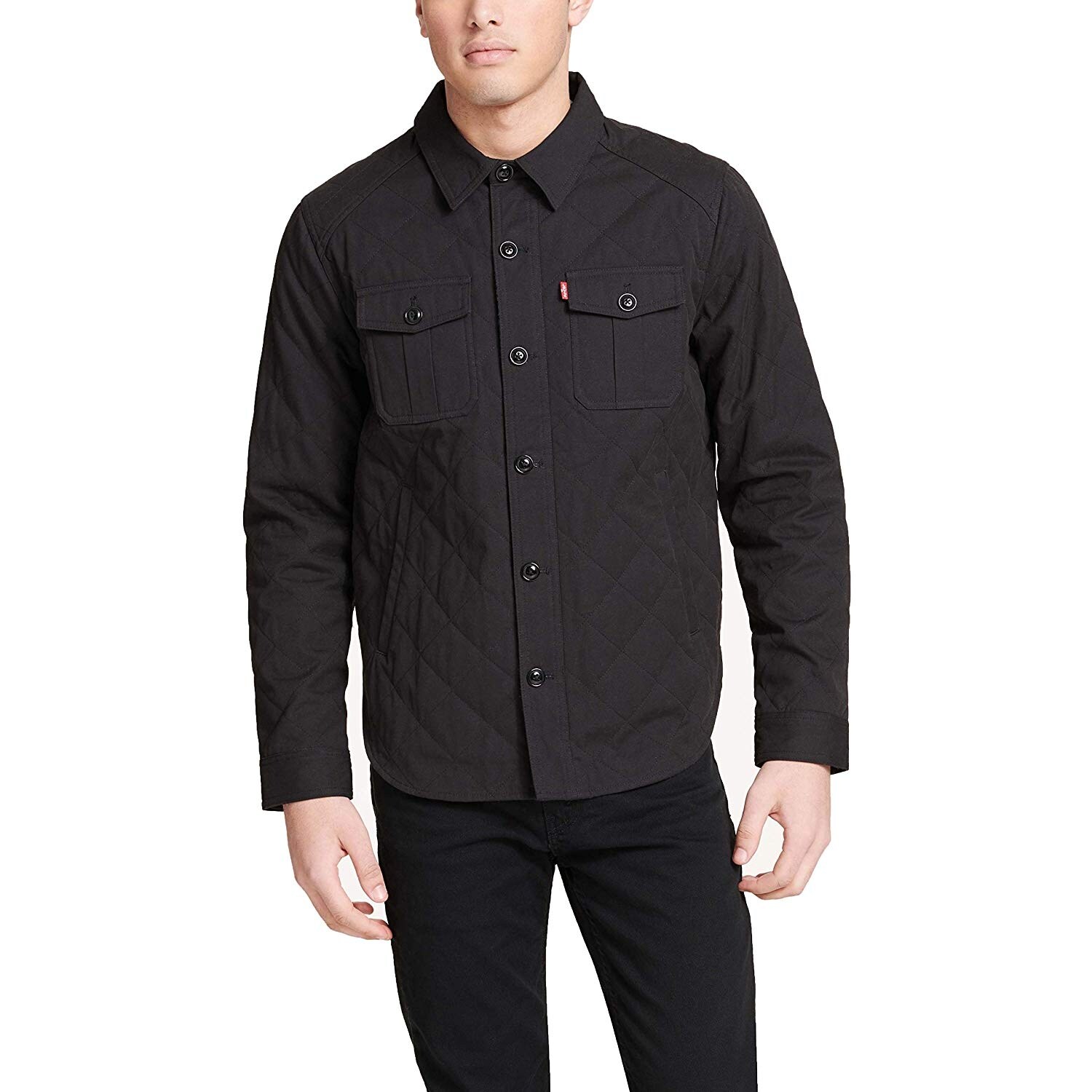 levi's men's cotton diamond quilted shirt jacket