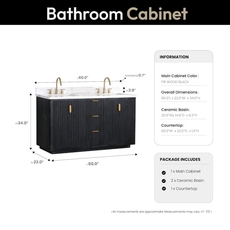 Cadiz Bath Vanity with Composite Stone Top without Mirror