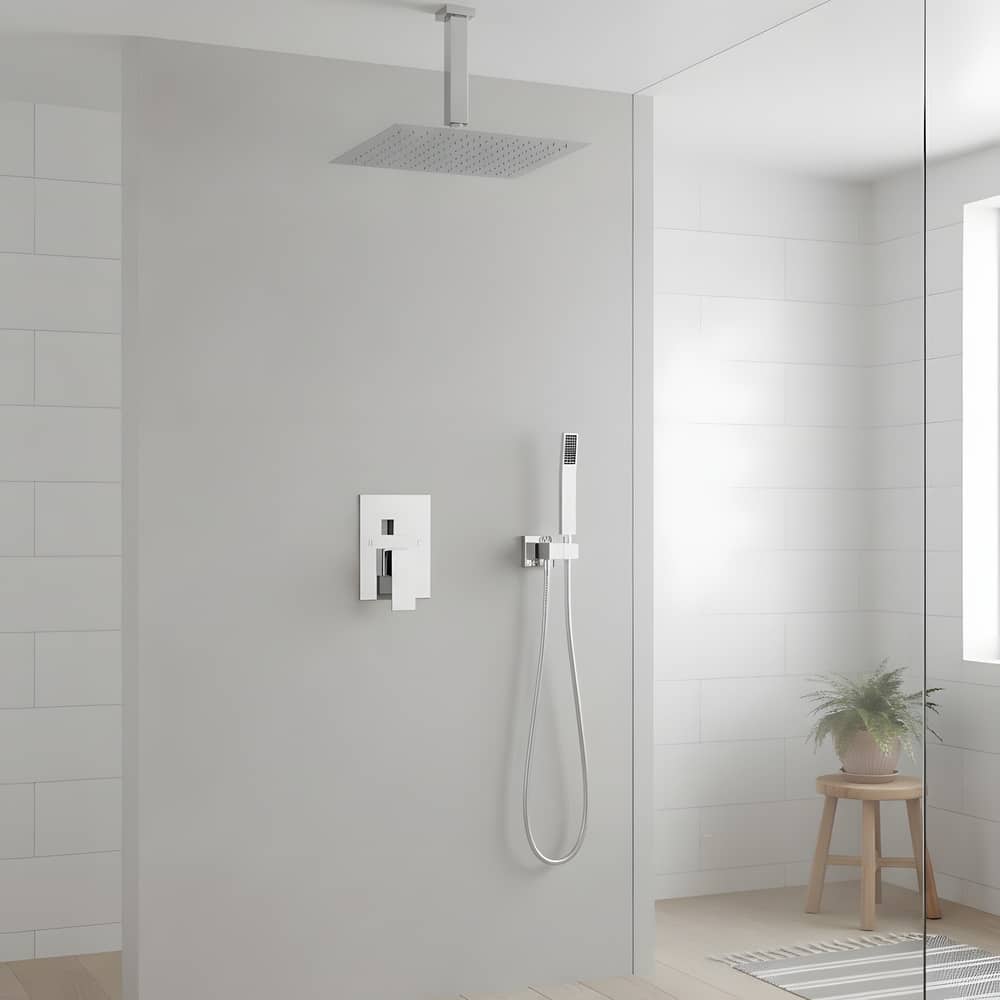 10" Ceiling-Mounted Square Shower and Handheld Showerhead Set