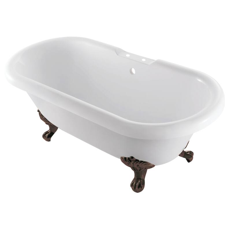 Aqua Eden 67-Inch Acrylic Oval Double Ended Clawfoot Tub