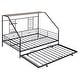 preview thumbnail 39 of 38, Metal Full Size House Bed with Trundle and Built-in Shelf