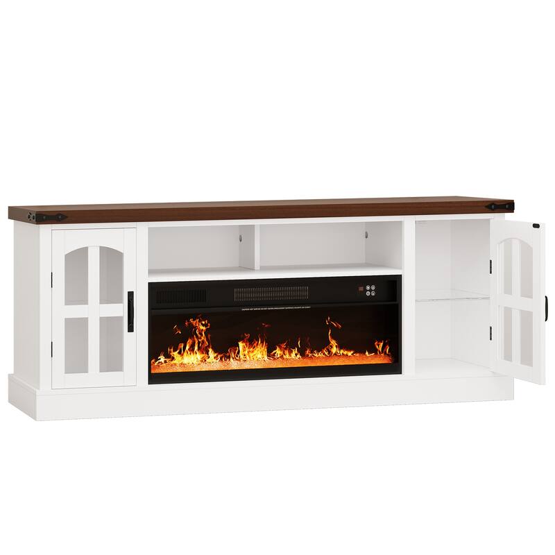 Gymojoy Fireplace 71" TV Stand with 36" Electric Fireplace, Media Console for Up to 80" TVs, LED Lights Entertainment Center.