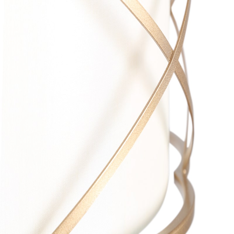 Transitional Drum Chandelier Fabric Cross Metal Ceiling Light 3-light for Dining Room - Rose Gold - D15.5"x H 19"