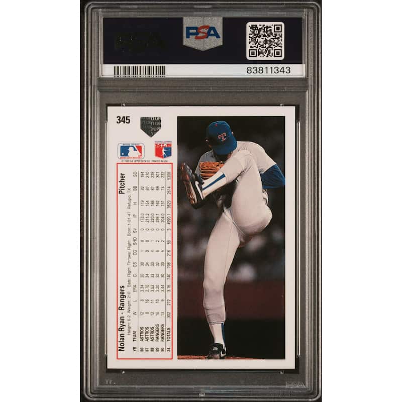 Nolan Ryan 1991 Upper Deck Baseball Card #345 Graded PSA 10 - 8'6" x 11'6"