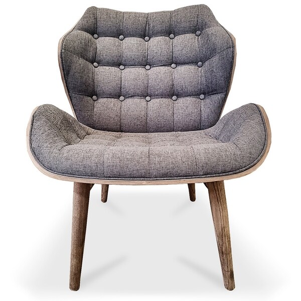 Large Fabric Tufted Dark Wood Accent Lounge Modern Chair Upholstered High Back Living Room Office Waiting Comfortable Cushion