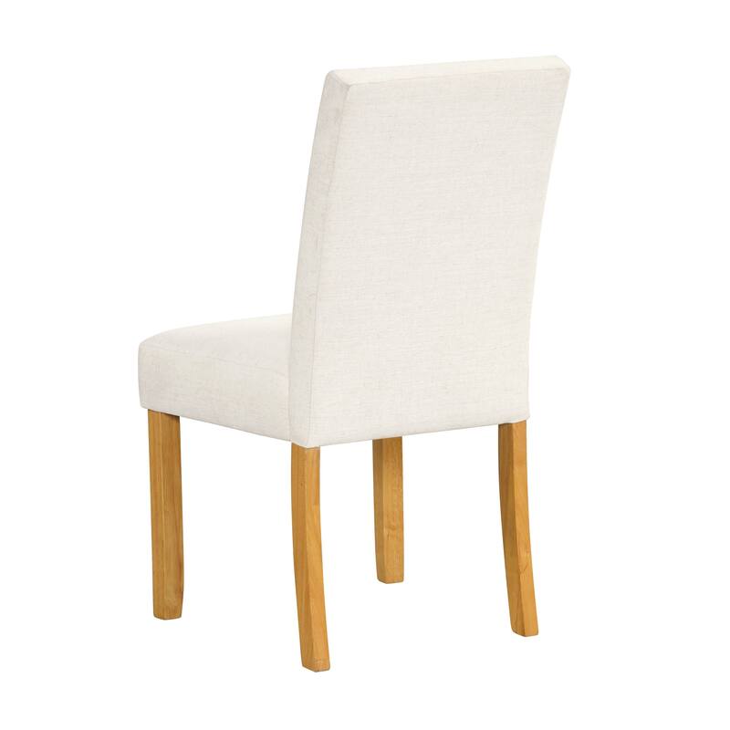 Rei Dining Chair Set of 2, Wood Frame, Cream Linen Woven Textured