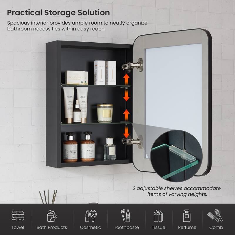 Talayuela Rectangular Aluminum Framed Medicine Cabinet with Mirror