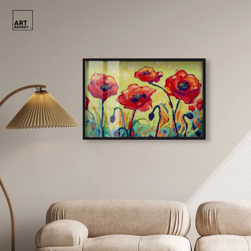 Red Poppy Field II Shadowbox by Art Remedy