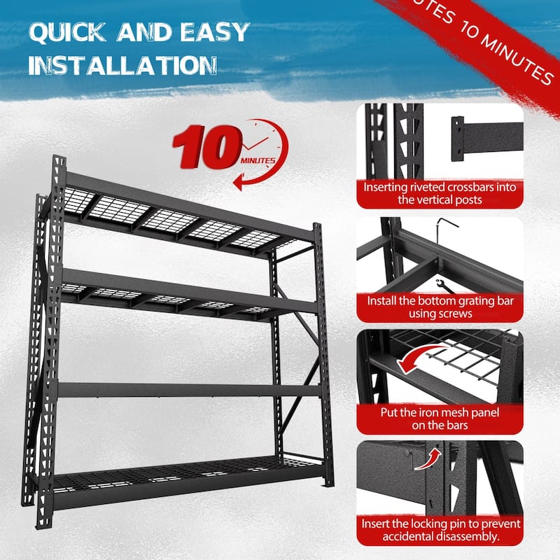 VEIKOUS Heavy Duty Metal Shelving Units, 2000 LBS Per Shelf Garage Storage Shelves with Adjustable Height