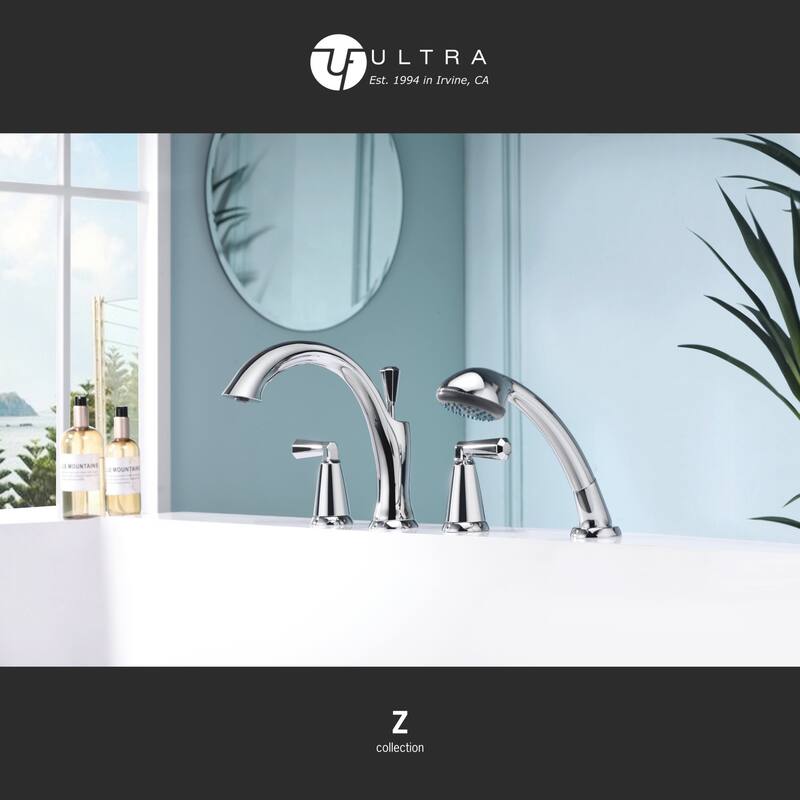 Ultra Faucets Z Collection Two-Handle Roman Tub Faucet With Hand-Shower - Chrome Polished UF65440