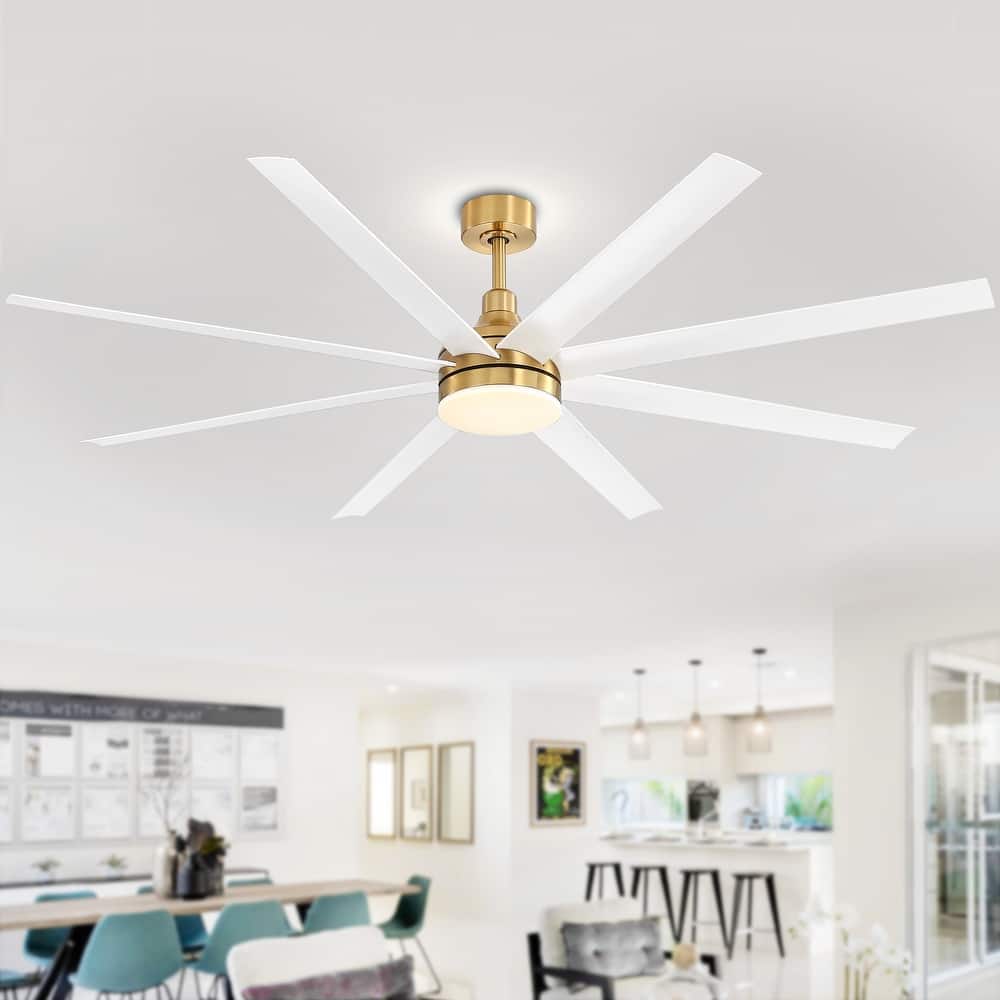 72-in Gold Large Indoor Ceiling Fan with Light Remote (8-Blade)