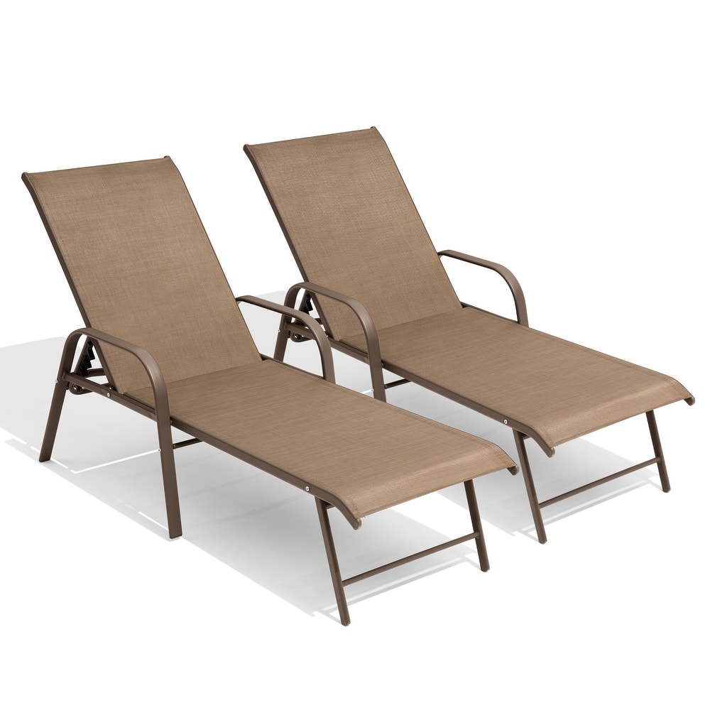 Outdoor Aluminum Chaise Lounge Chairs with Adjustable Backrest Set of 2/4