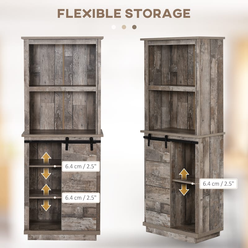 Pantry Storage Cabinet with Sliding Barn Door, Adjustable Shelf