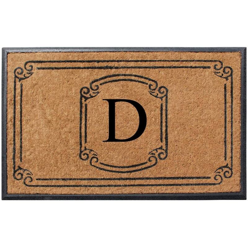 A1HC Natural Coir Monogrammed Door Mat For Front Door, 30"x48" - D