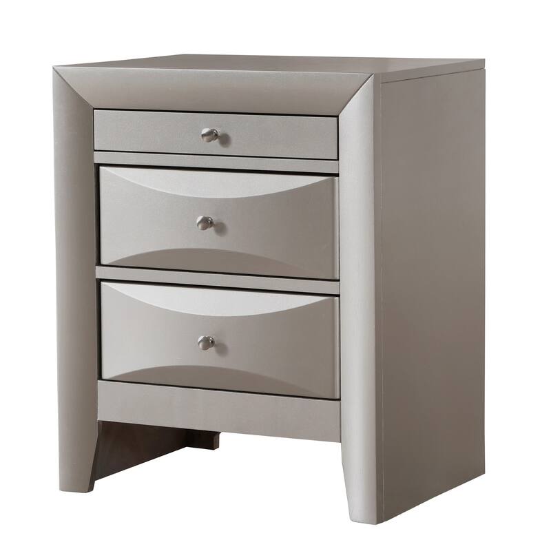 Wooden Nightstand with 3-Dovetailed Drawers - 28" - Silver