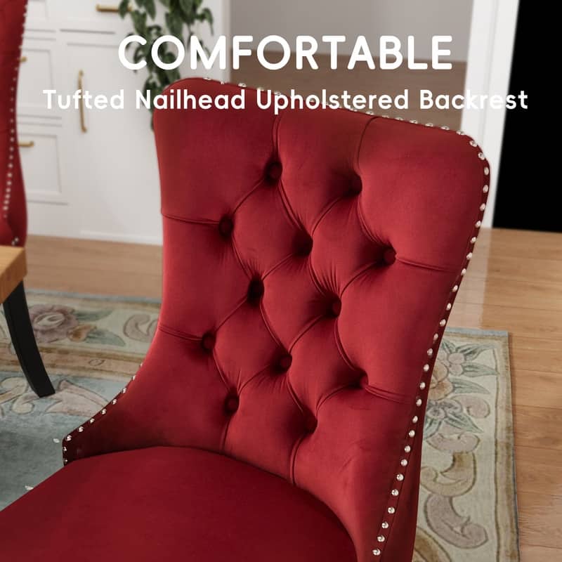 Solid Wood Velvet Upholstered Dining Chair Set of 4