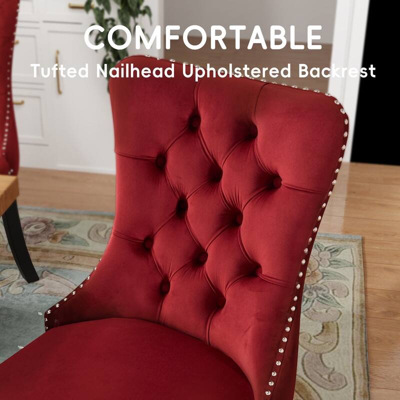 Tufted Naliheads Solid Wood Upholstered Dining Chairs (Set of 4)