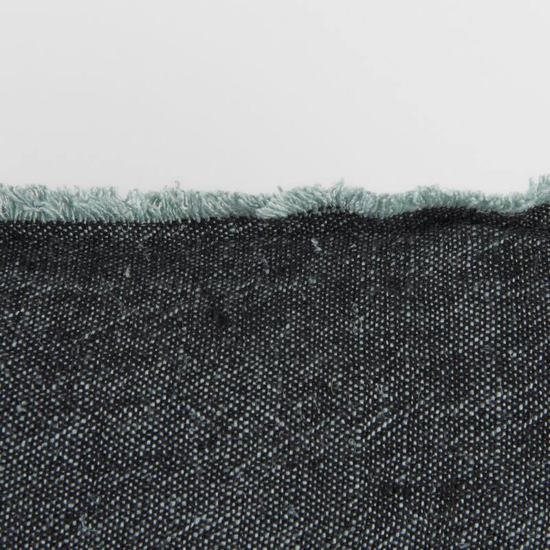 Malia Dark Gray Fabric w/ Teal Fringed Edges Pillow Cover