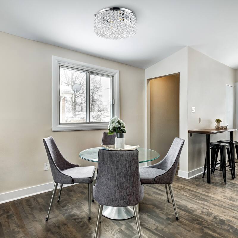 CO-Z Modern 2-Light Round Crystal Flush Mount Ceiling Light