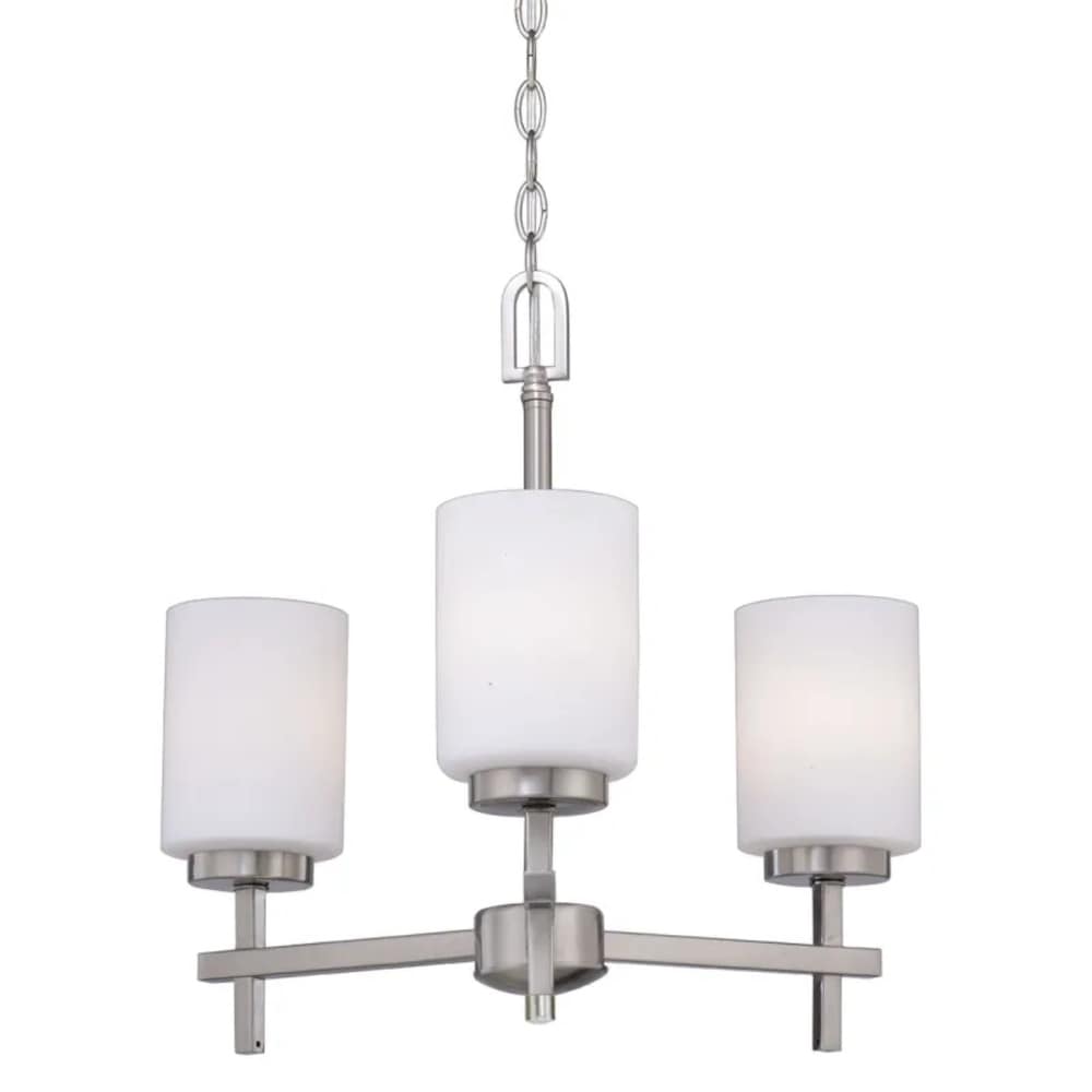 18"w 3-Light LED Chandelier Light Brushed Nickel Finish with Frosted Opal Glass Shades