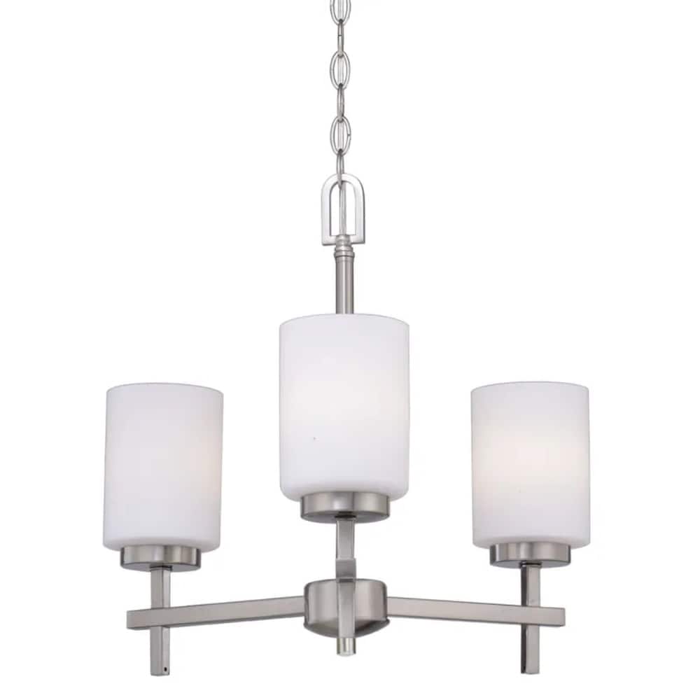 18"w 3-Light LED Chandelier Light Brushed Nickel Finish with Frosted Opal Glass Shades