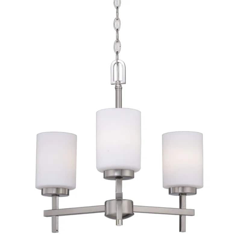 18"w 3-Light LED Chandelier Light Brushed Nickel Finish with Frosted Opal Glass Shades - Brushed Nickel