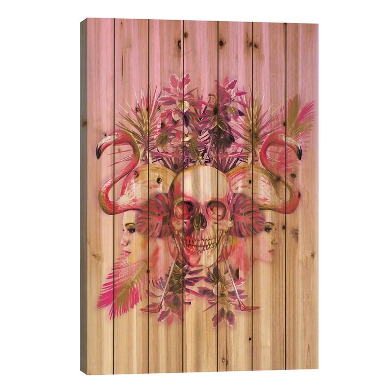 Skull III Print On Wood by Burcu Korkmazyurek - Multi-Color - 26x18x1.5