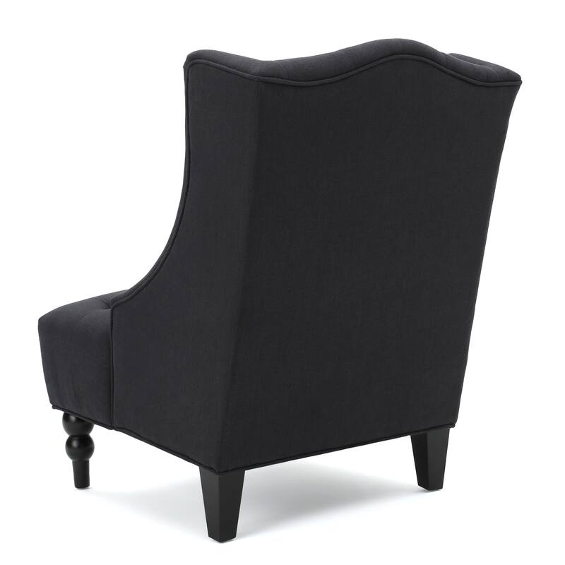 Modern 27.5" High Back Upholstered Button Tufted Club Chair with Rubber Wood Legs