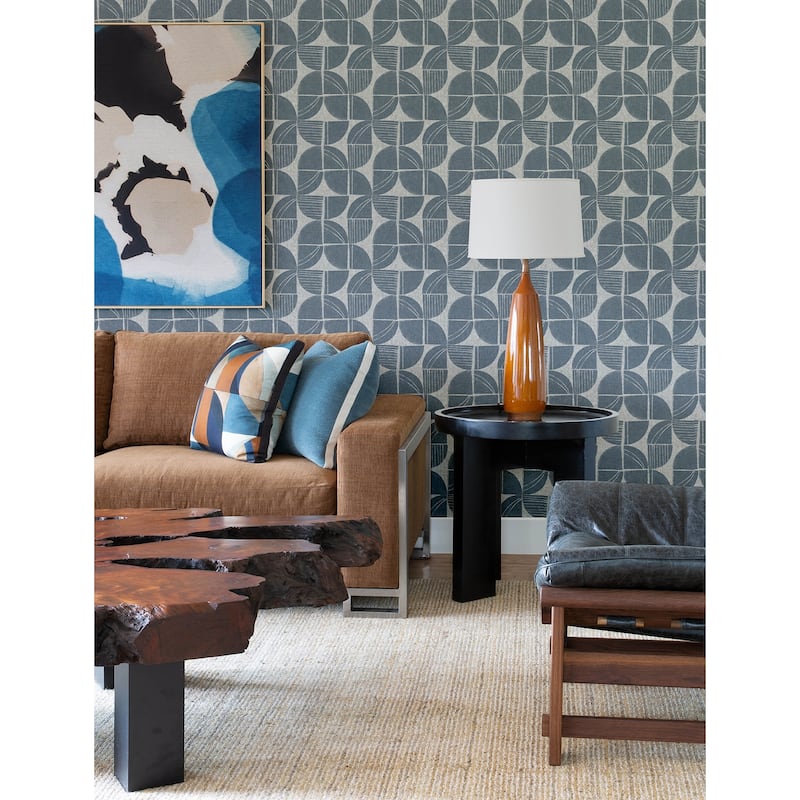 A-Street Prints Baxter Denim Semicircle Mosaic Wallpaper