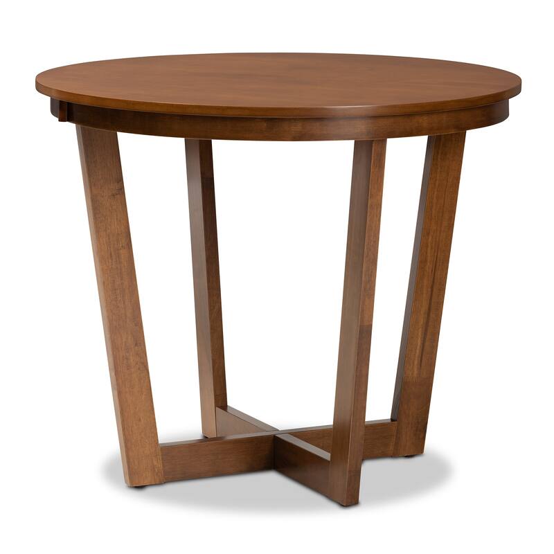 Modern 5-Piece Dining Set - Grey Fabric Chairs & Walnut Table