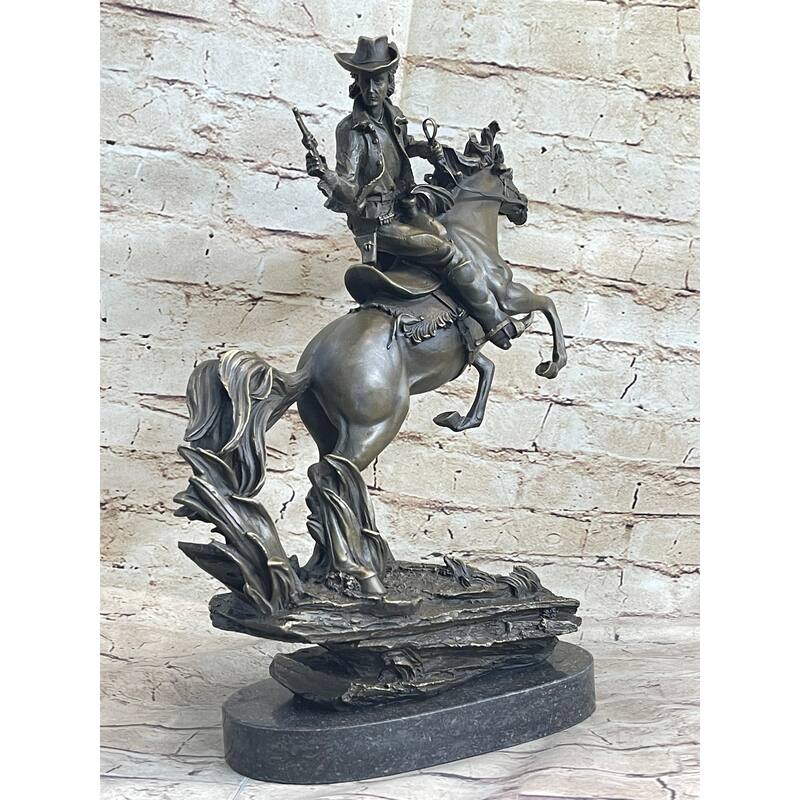 Original Kamiko Outlaw Wild West Bronze Marble Base Sculpture Statue Figurine