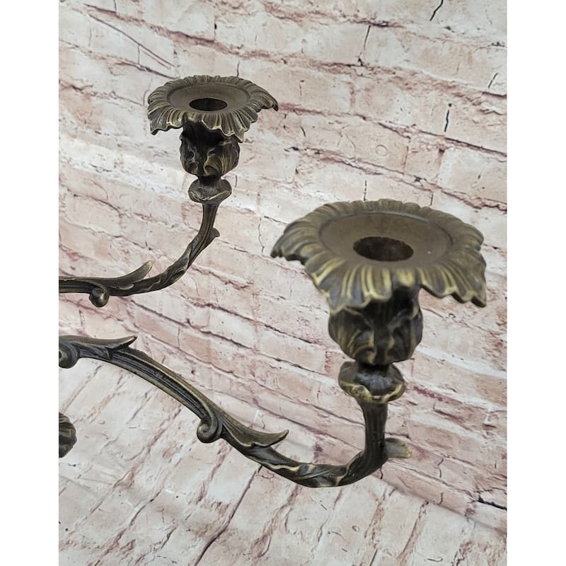 Hot Cast Bronze Victorian Candelabra Candle Holder Antique Style Sculpture By Milo