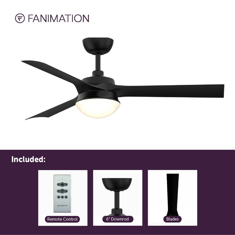 Barlow 52 inch Indoor/Outdoor Ceiling Fan with LED CCT Select Light Kit Black with Black blades