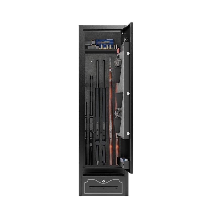 8 - Gun Capacity Rifle Safe. Holds Rifles, Pistols, Shotguns. Digital Lock for Quick Access. Removable Shelf