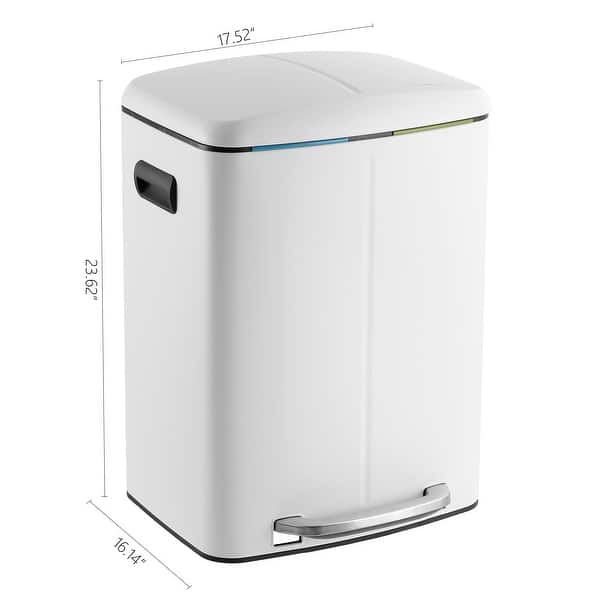 dimension image slide 3 of 5, happimess Marco 10.5-Gallon Double Bucket Trash Can with Lid