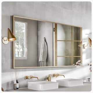 Eviva Gold 60" x 30" Rectangular Gold Metal Framed Mirror