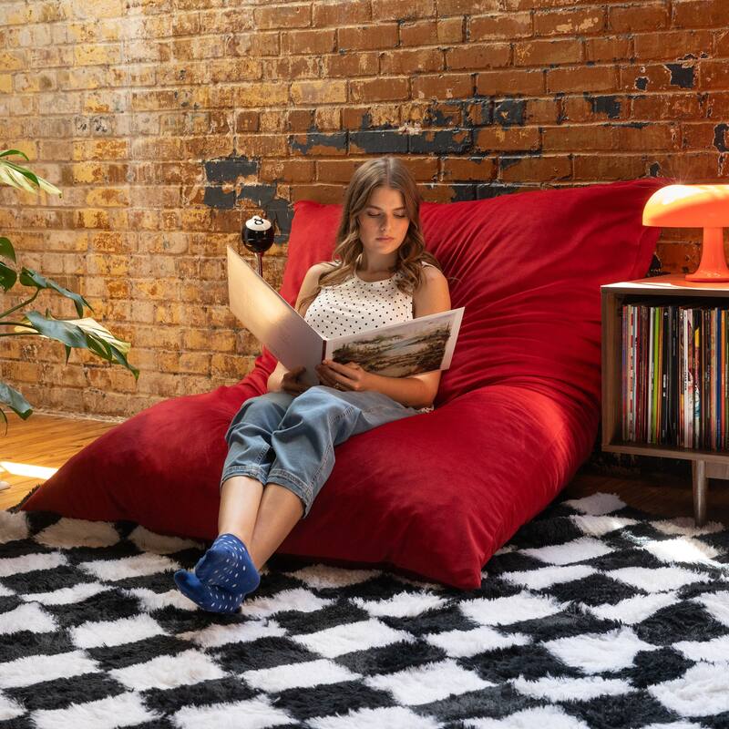 Pillow Saxx Bean Bag Rocking Chair - Elegant Oversized Rocker with Modern Wood Frame