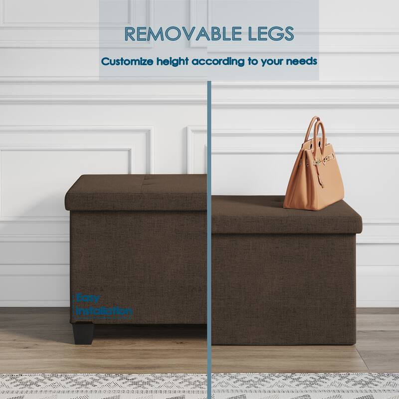 Empyrean Tuffted Folding Foot Rest Storage Ottoman Bench with Storage Bins